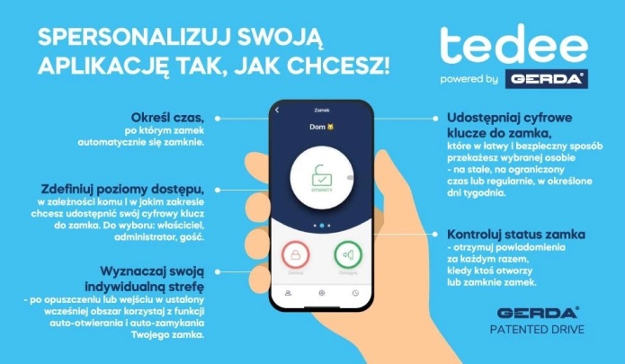 Zamek inteligentny tedee PRO powered by GERDA (srebrny) HK